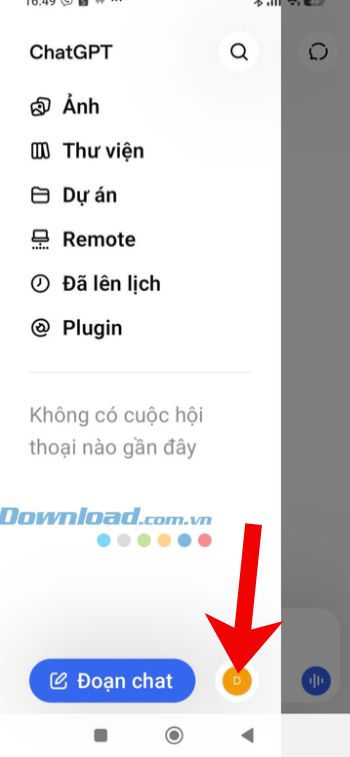 Chạm vào biểu tượng tài khoản ChatGPT
