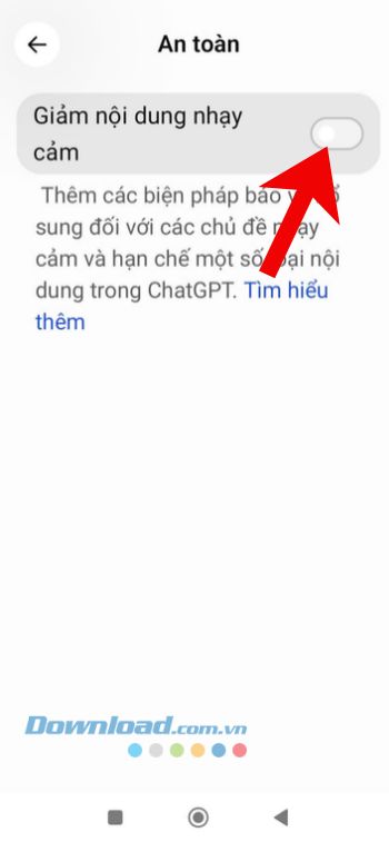 Bật công tắt tại mục Giảm nội dung nhạy cảm