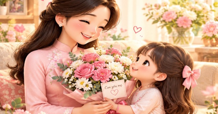 Mẫu prompt tạo thiệp mừng ngày Phụ nữ Việt Nam 20/10 kèm lời chúc ý nghĩa