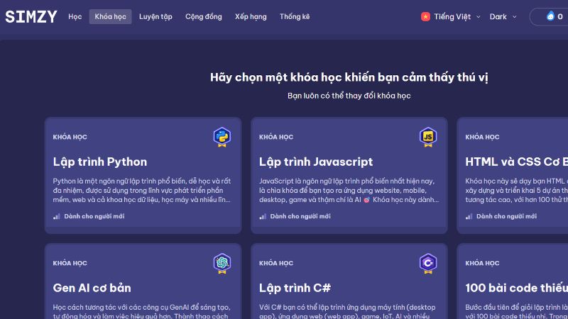 Khám phá các khóa học và lộ trình lập trình được hướng dẫn