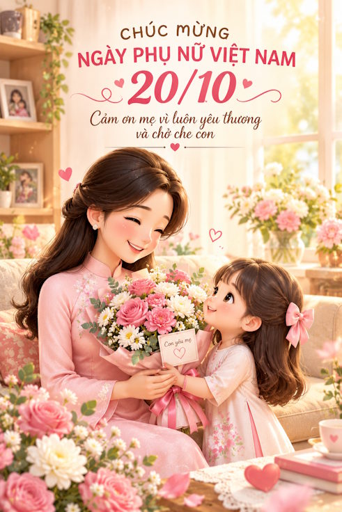 Thiệp 20/10 bé tặng mẹ