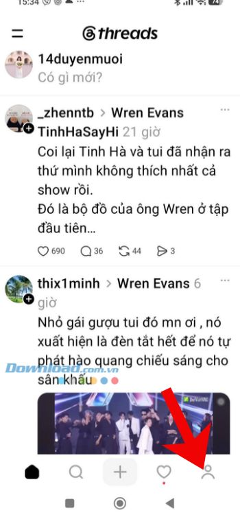 Chạm vào biểu tượng tài khoản