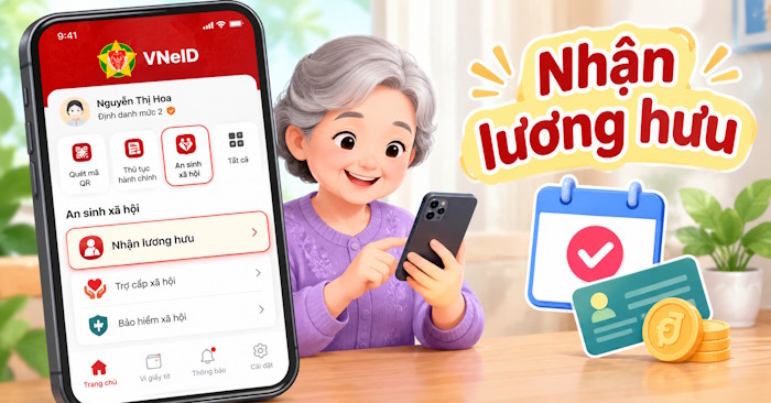 Đăng ký lương hưu qua VNeID