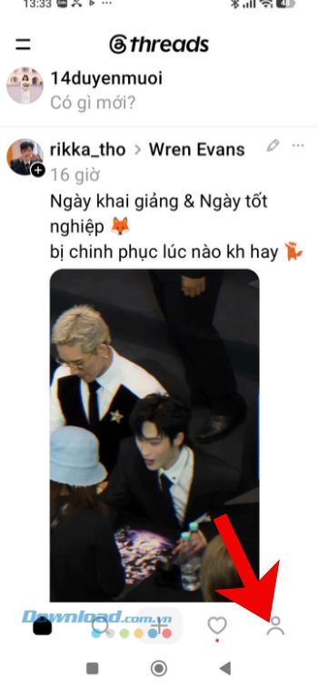 Nhấn vào biểu tượng tài khoản
