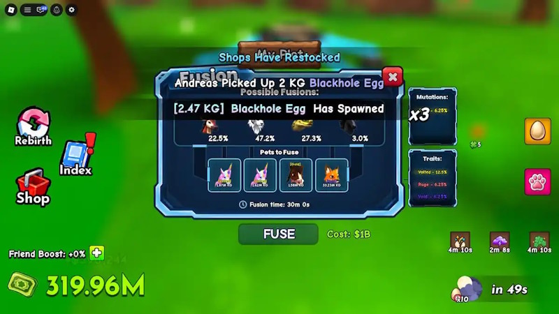 Thú cưng hợp nhất trong game Roblox Ride a Pet
