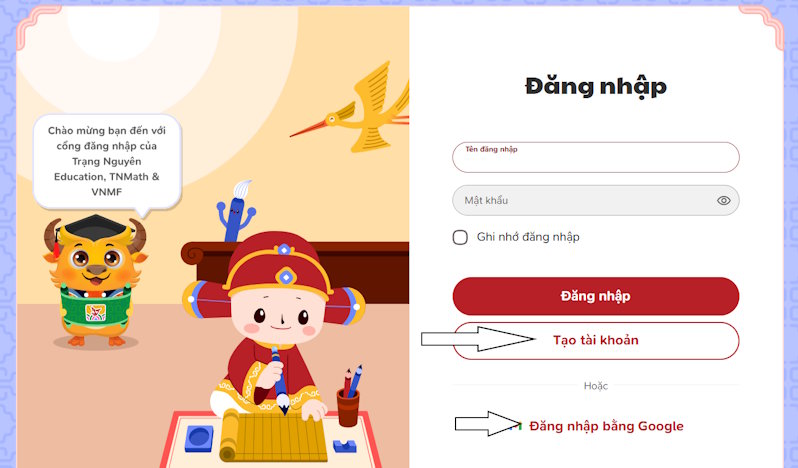 Tạo tài khoản Trạng nguyên Tiếng Việt