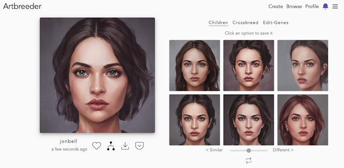 Artbreeder AI hỗ trợ sáng tạo nhiều loại hình ảnh, từ chân dung, phong cảnh cho đến nhân vật