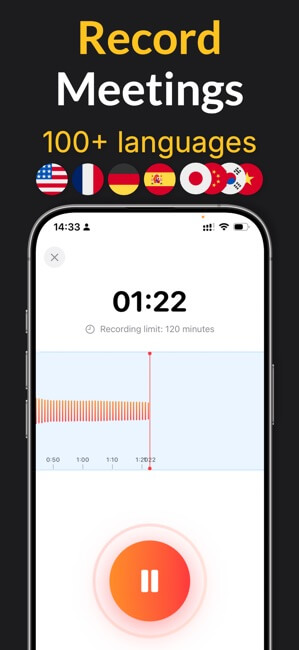 Fast Rekap có thể ghi âm cuộc hợp với hơn 100 ngôn ngữ khác nhau