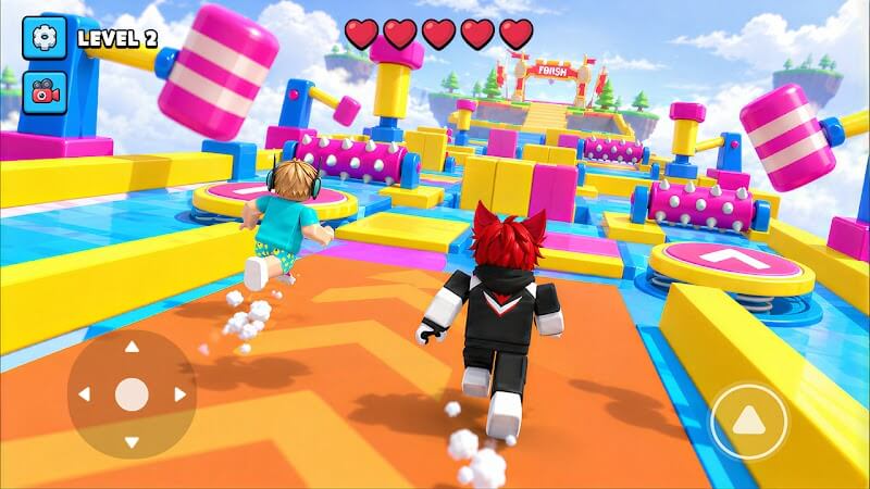 Chạy và vượt chướng ngại vật để về đích trong game Obby Rumble: Fun Challenge