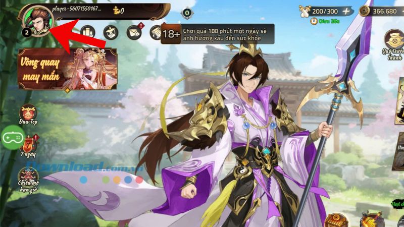 Nhấn vào biểu tượng ảnh Avatar game