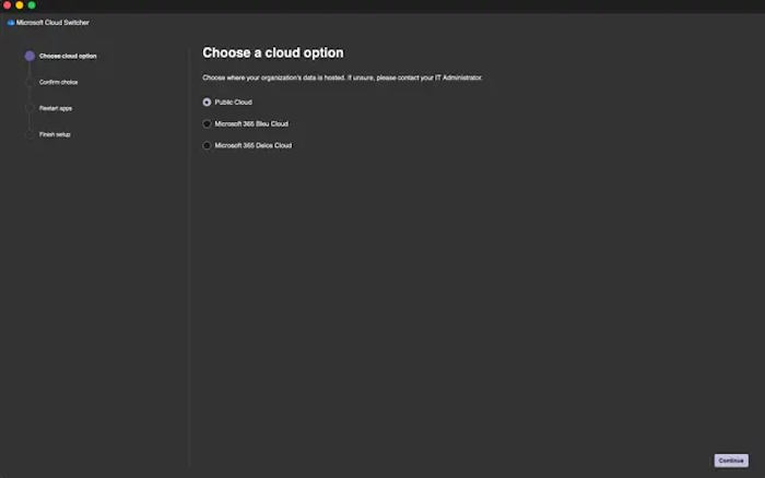 Microsoft Cloud Switcher không dành cho người dùng các dịch vụ trực tuyến tiêu dùng của Microsoft