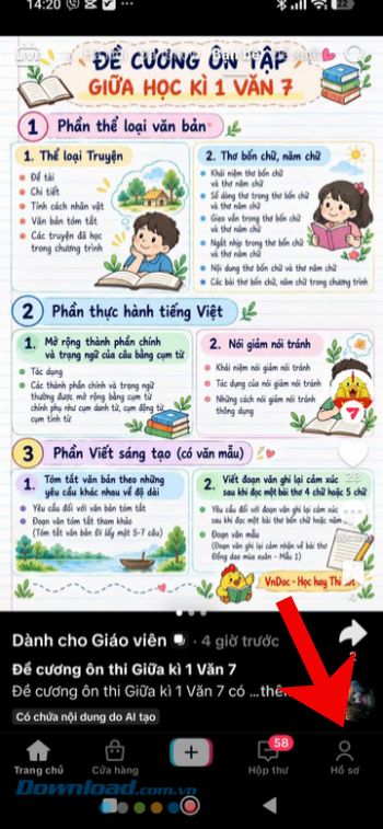 Ấn vào biểu tượng tài khoản