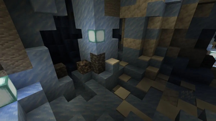 Bên trong hang băng Minecraft