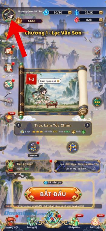 Ấn vào biểu tượng ảnh Avatar game