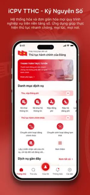 Ứng dụng thủ tục hành chính của Đảng