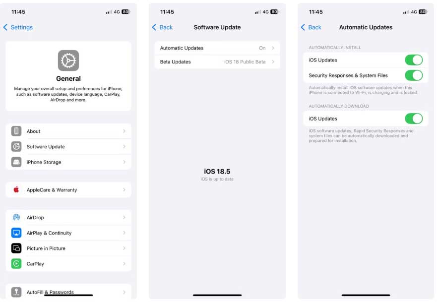 Tự động update trên iPhone