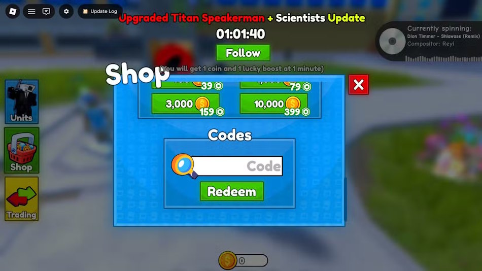 Đổi code Cameraman Tower Defense