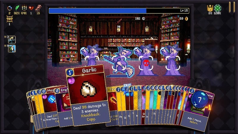 Vampire Crawlers cho bạn chơi game Vampire Survivors theo hướng chiến lược thẻ bài