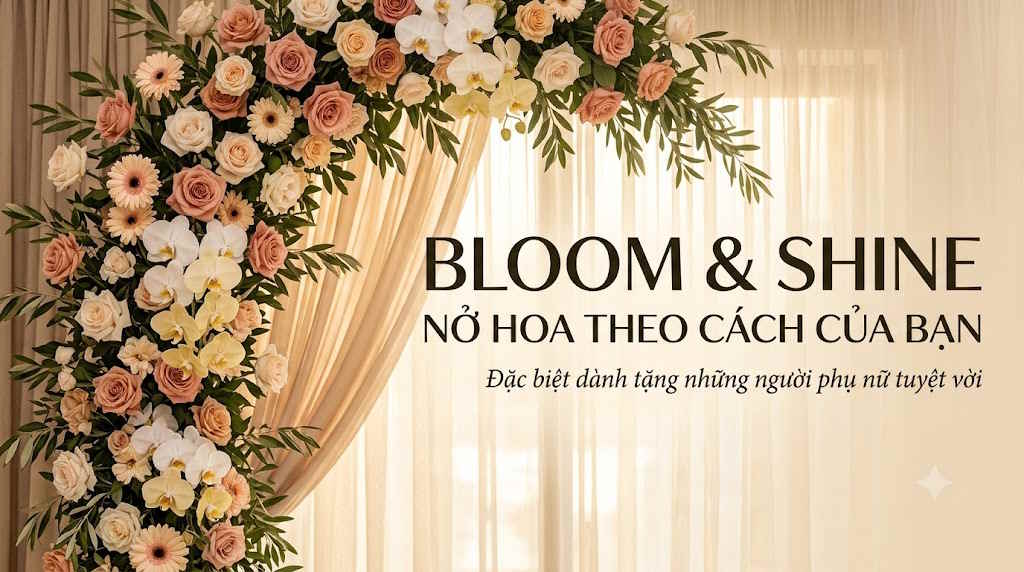 Banner 20/10 rực rỡ sắc hoa