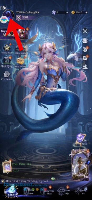Ấn vào biểu tượng tài khoản Avatar