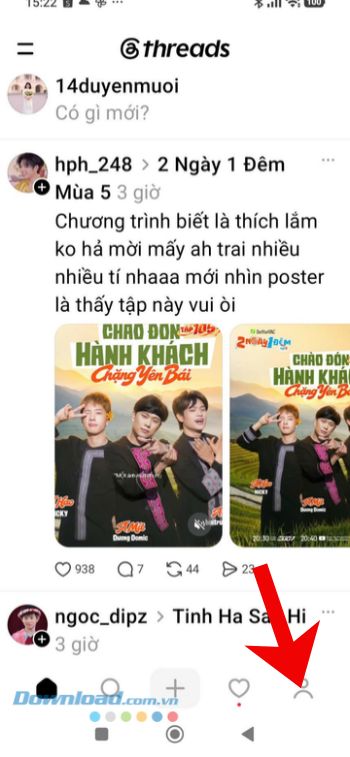 Ấn vào biểu tượng tài khoản