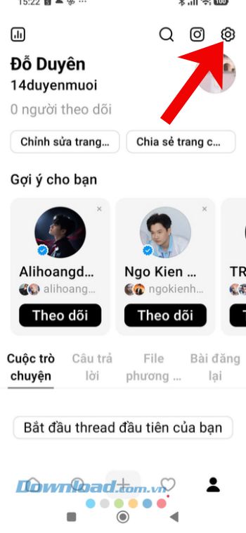Chạm vào biểu tượng hai dấu gạch ngang