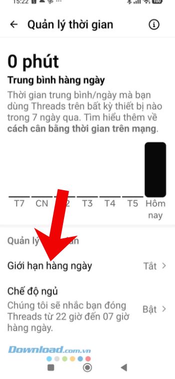 Chạm vào mục Giới hạn hàng ngày