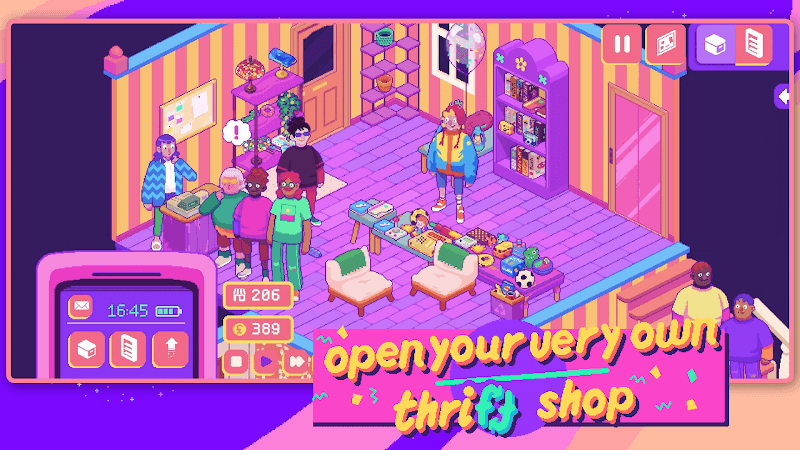 Bạn xây dựng cửa hàng đồ cũ mang phong cách thập niên 90 trong game Thrifty Business