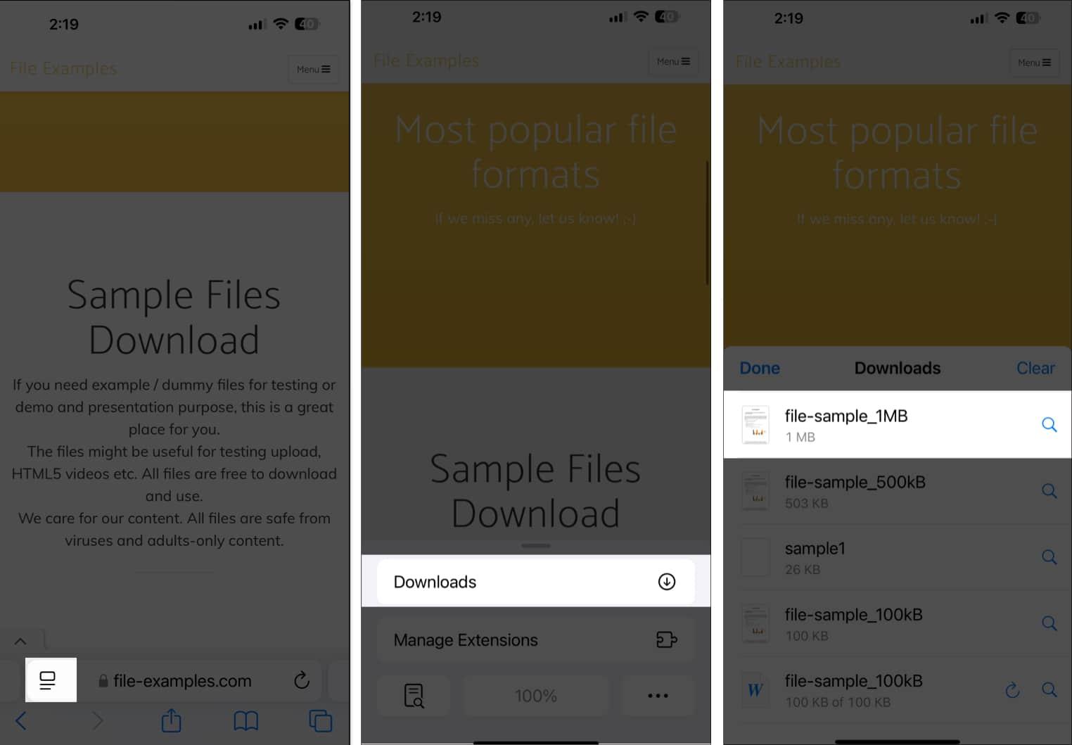 Truy cập file đã tải trên Safari