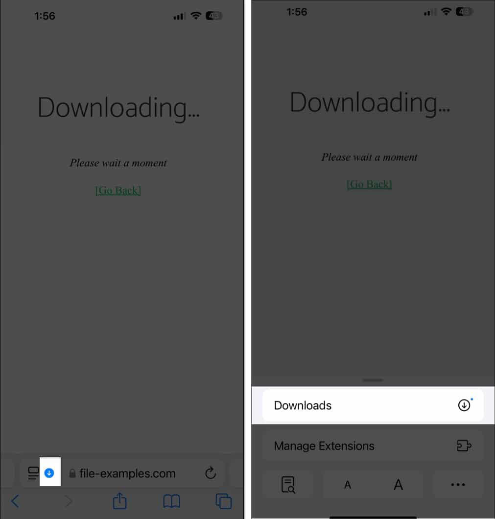 Downloads trong Safari trên iPhone