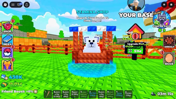 Cửa hàng bán thể lực trong game Leo trèo vì trứng động vật