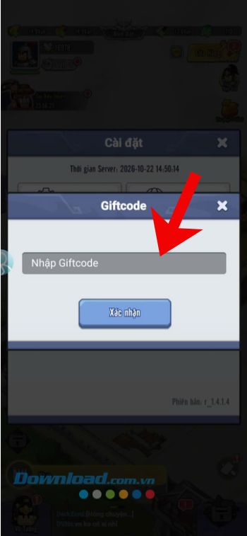 Nhập chính xác mã giftcode