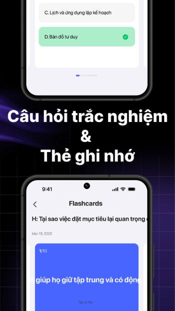 Tạo câu hỏi trắc nghiệm, thẻ ghi chú