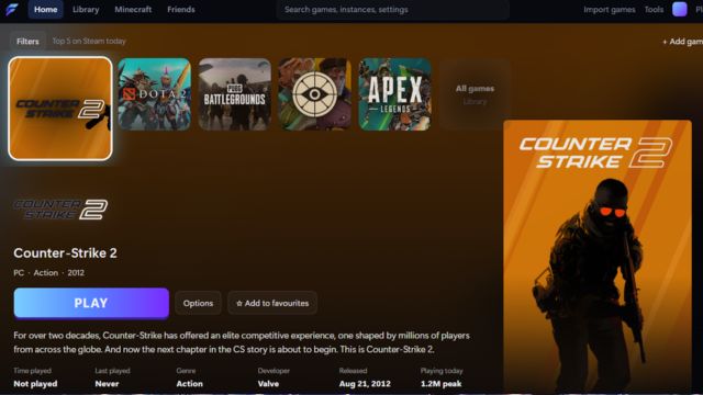 Flux Launcher quản lý toàn bộ trải nghiệm chơi game trên máy tính vào cùng một vị trí
