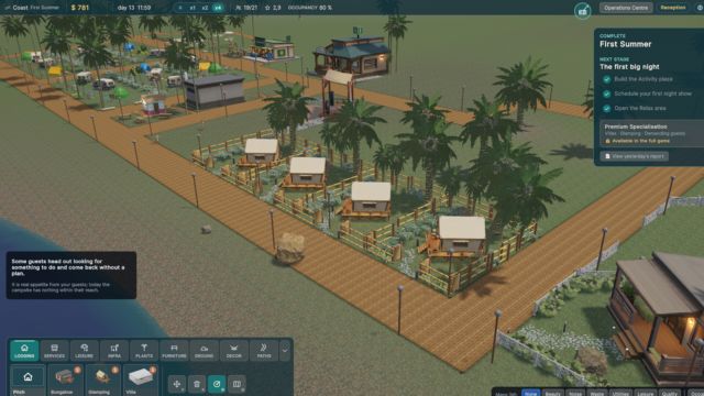 Camping Resort Simulator là game mô phỏng quản lý khu nghỉ dưỡng ven biển