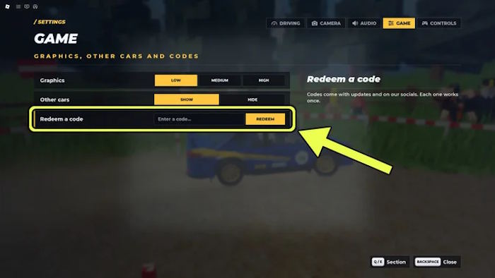 Nhập code vào ô "Enter a code..." rồi nhấn "REDEEM" để nhận phần thưởng