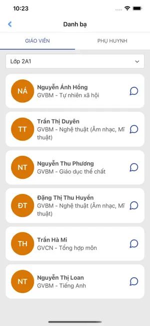 Trao đổi thông tin với giáo viên nhanh chóng