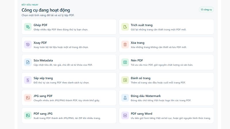 PDF MiniTools - Bộ công cụ trực tuyến hỗ trợ thực hiện nhiều thao tác với tài liệu PDF