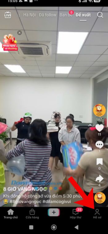 Ấn vào biểu tượng tài khoản
