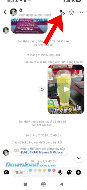 Ấn vào biểu tượng gọi điện thoại, để bắt đầu thực hiện cuộc gọi