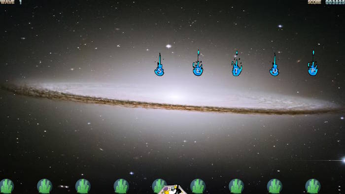 Với Comet Zap, bạn phải gõ đúng chữ cái trên các sao chổi đang lao xuống để phá hủy chúng