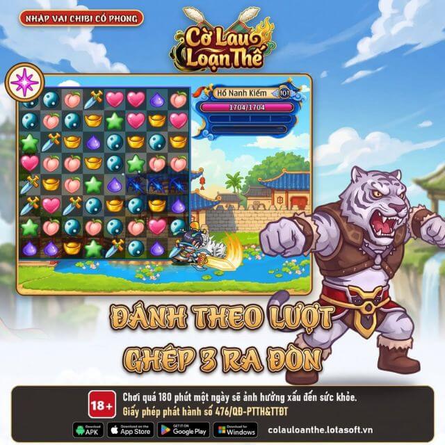 Đánh theo lượt, ghép 3 ra đòn